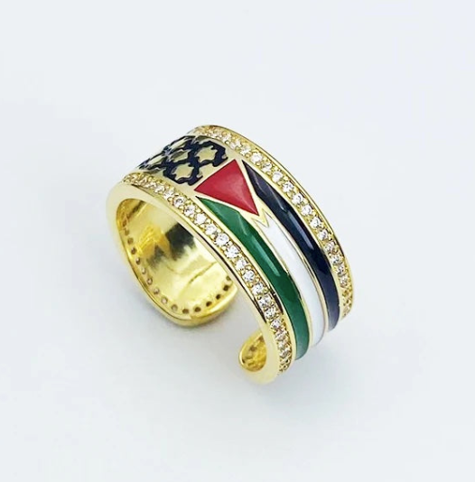 Vivaday Bague Ajustable Drapeau Palestine | Bijou Cœur En