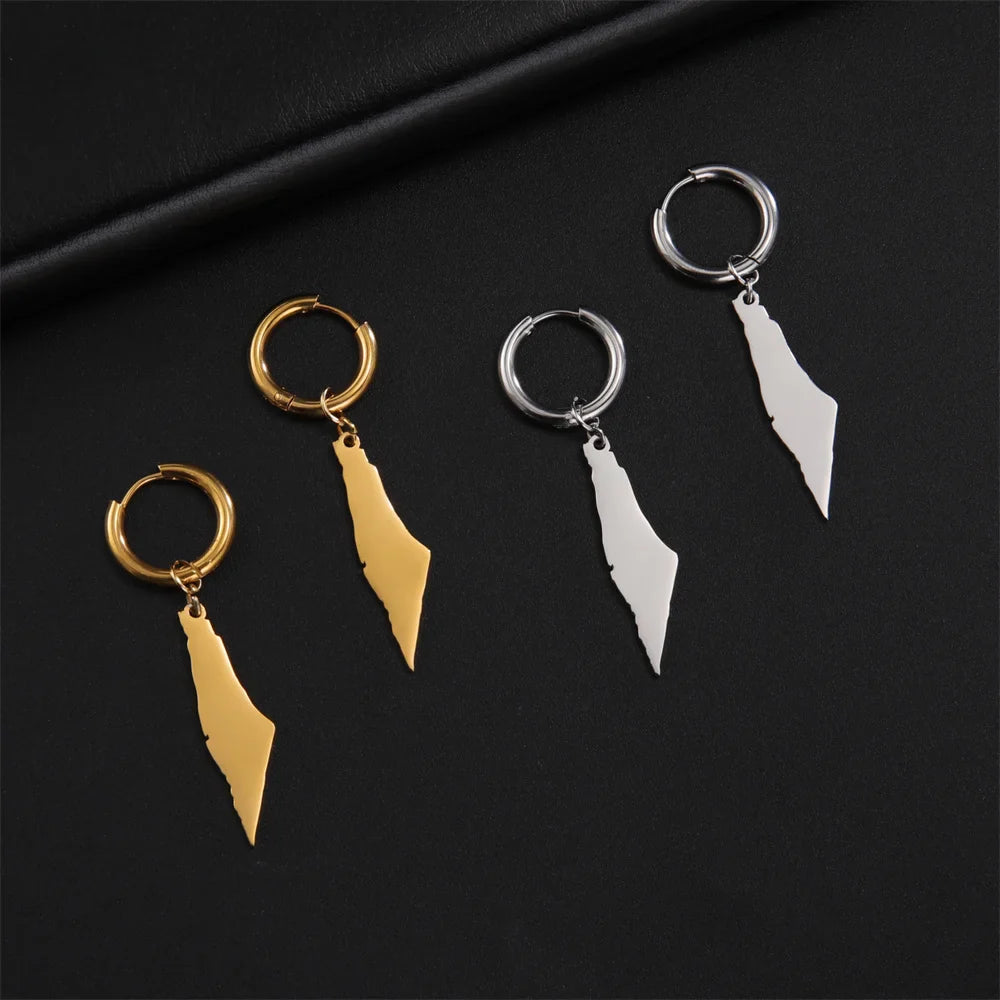 Boucle oreille Palestine Plaque or