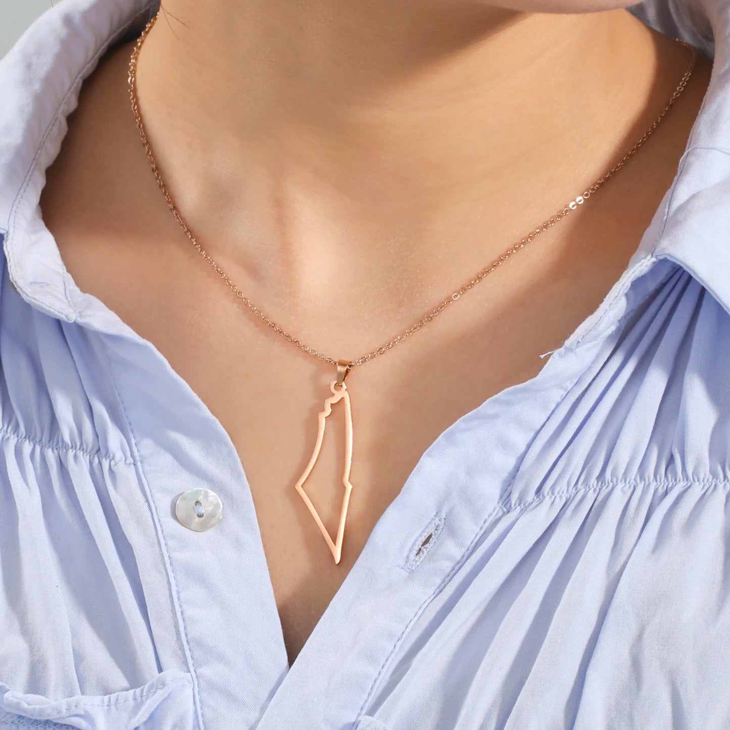 Collier Palestine Or Rose Plaqué