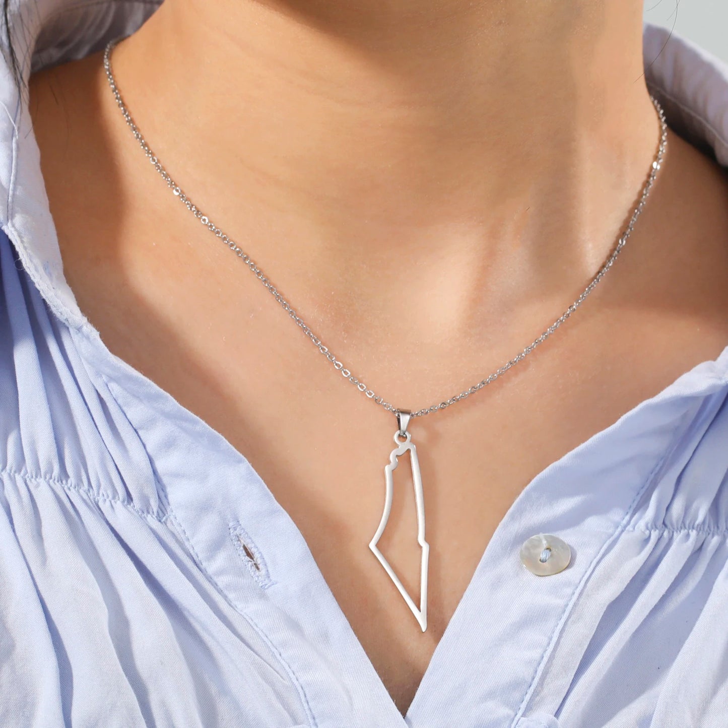 Collier Palestine Argent Plaqué