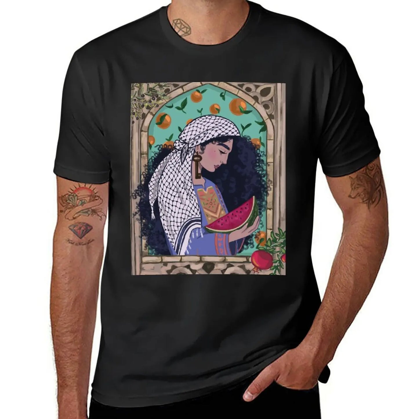 T Shirt Palestine Femme Keffieh
