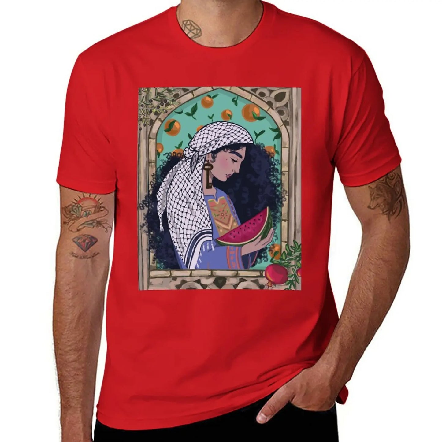 T Shirt Palestine Femme Keffieh
