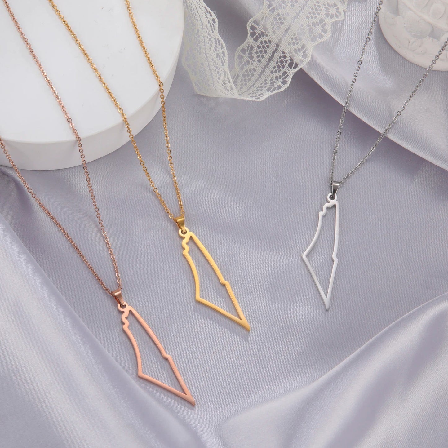 Collier Palestine Or Rose Plaqué