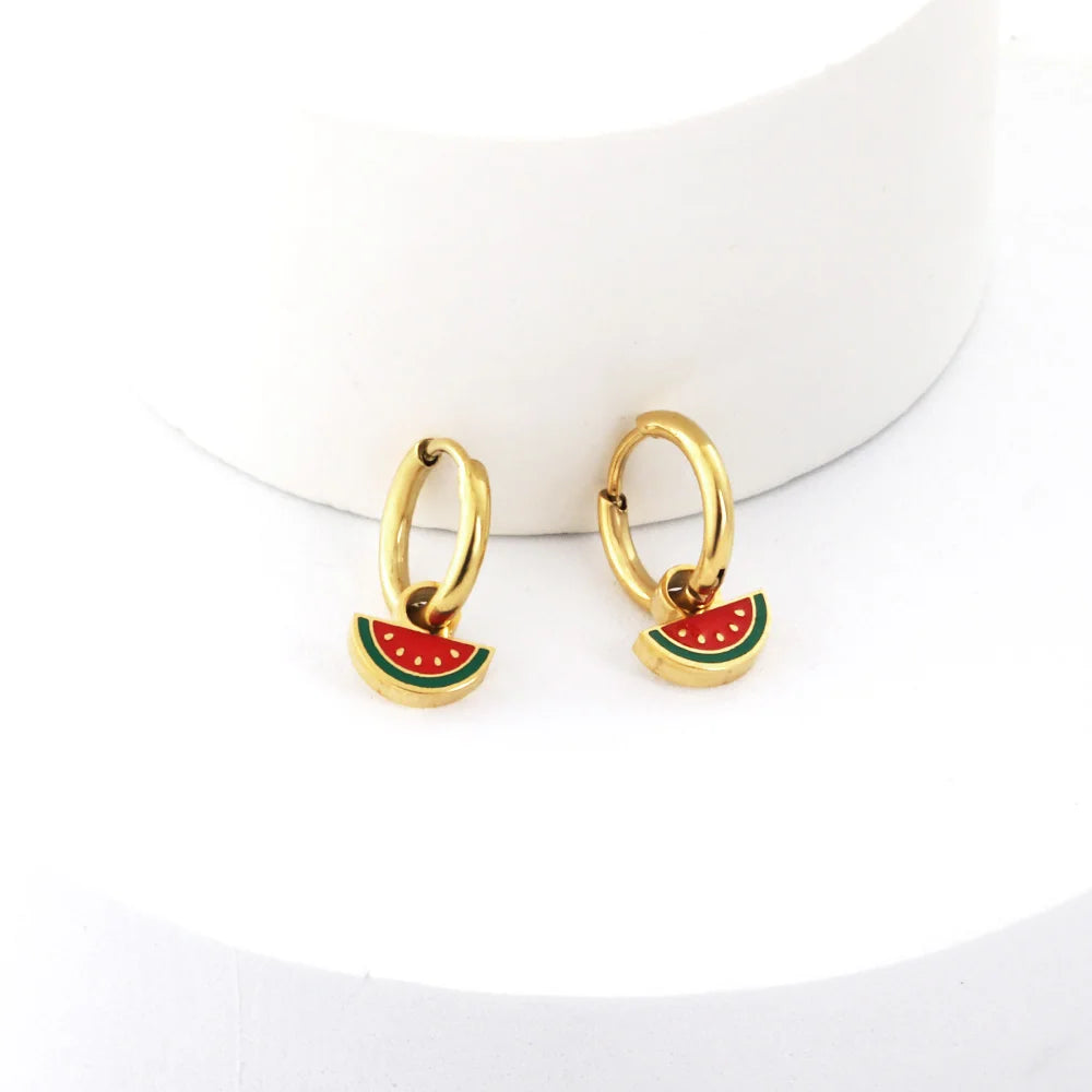 Boucle d'Oreilles Palestine Pastèque