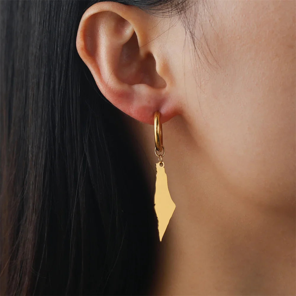 Boucle d'oreille Palestine Plaque Or