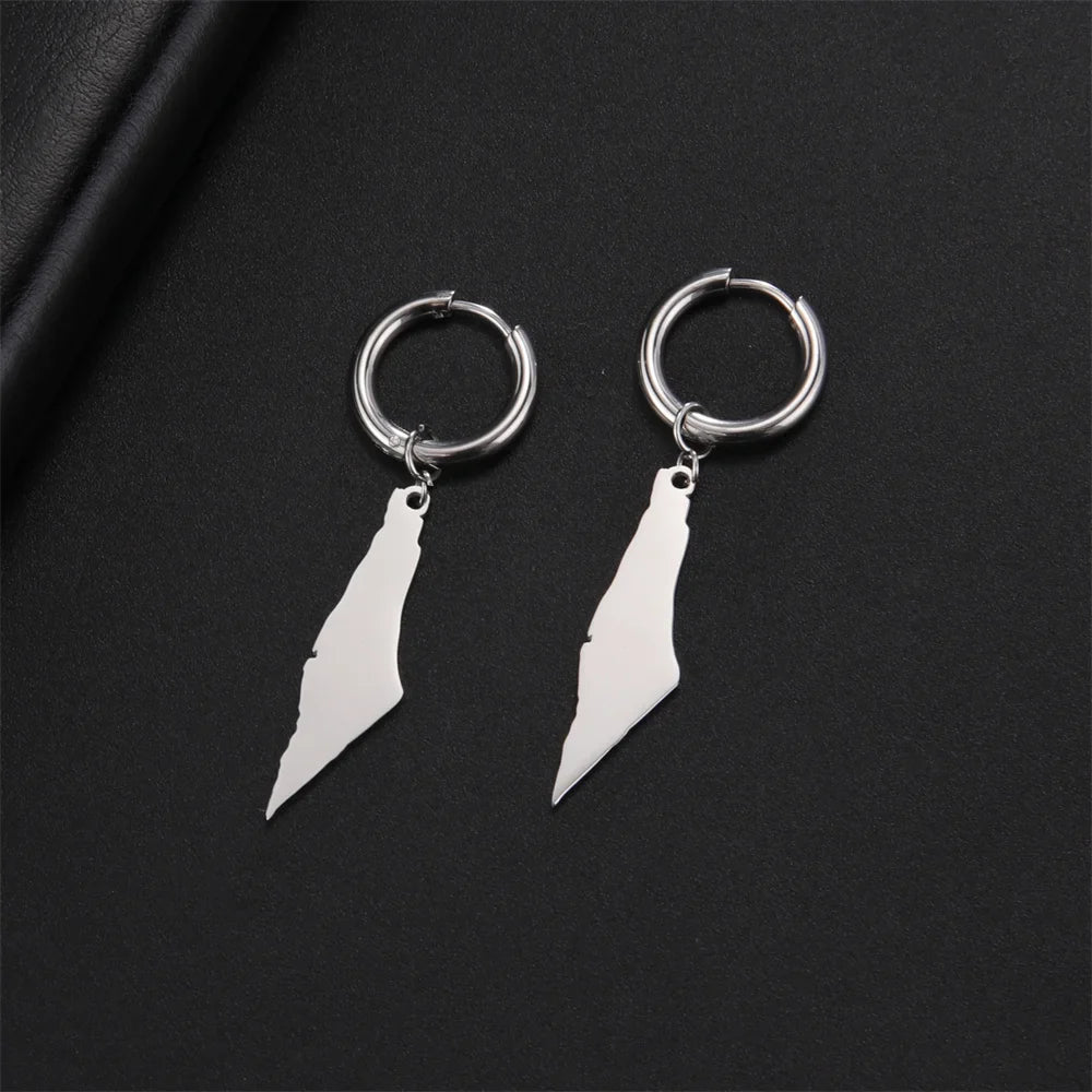Boucle d'oreilles Palestine Plaque argent
