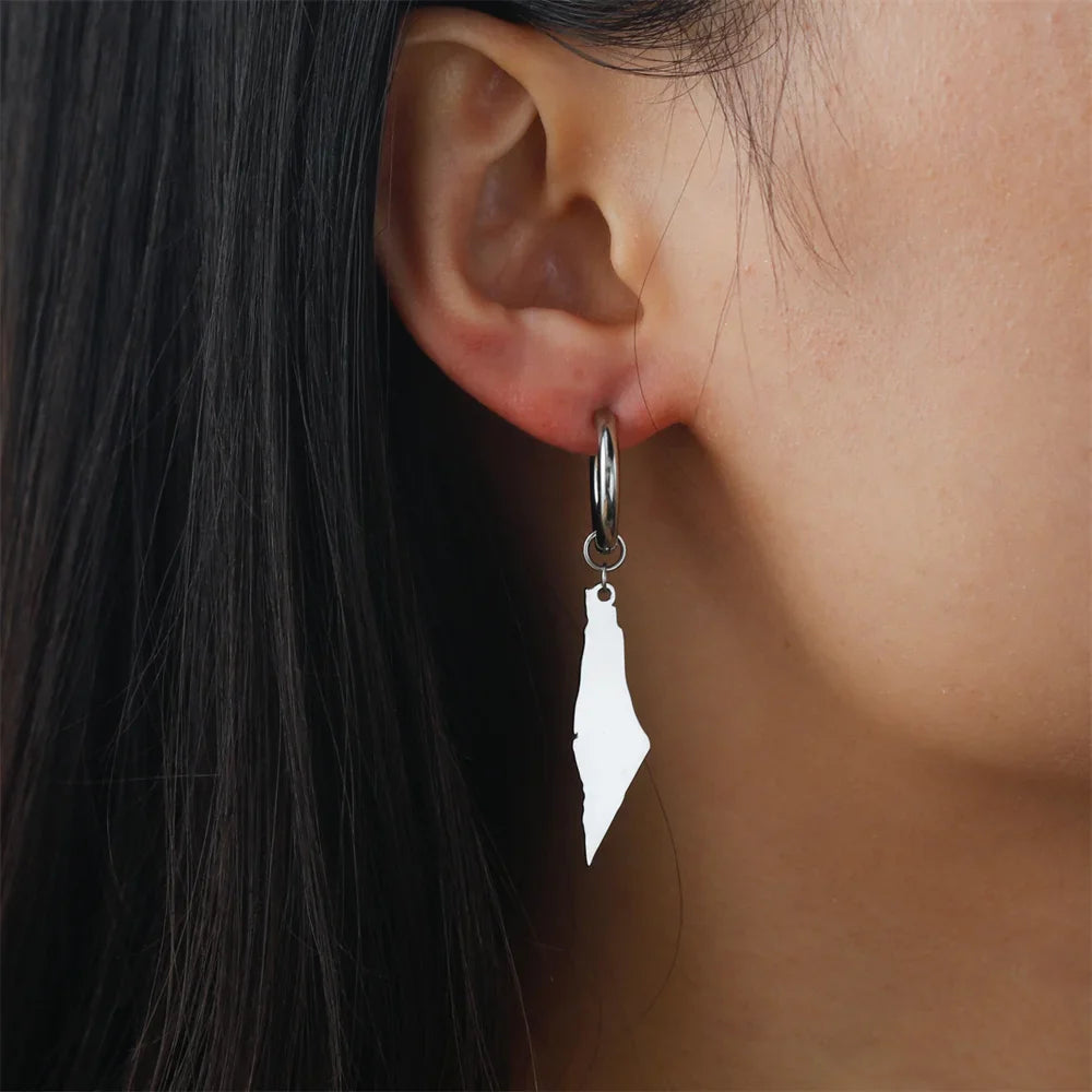 Boucle oreille Palestine Plaque argent