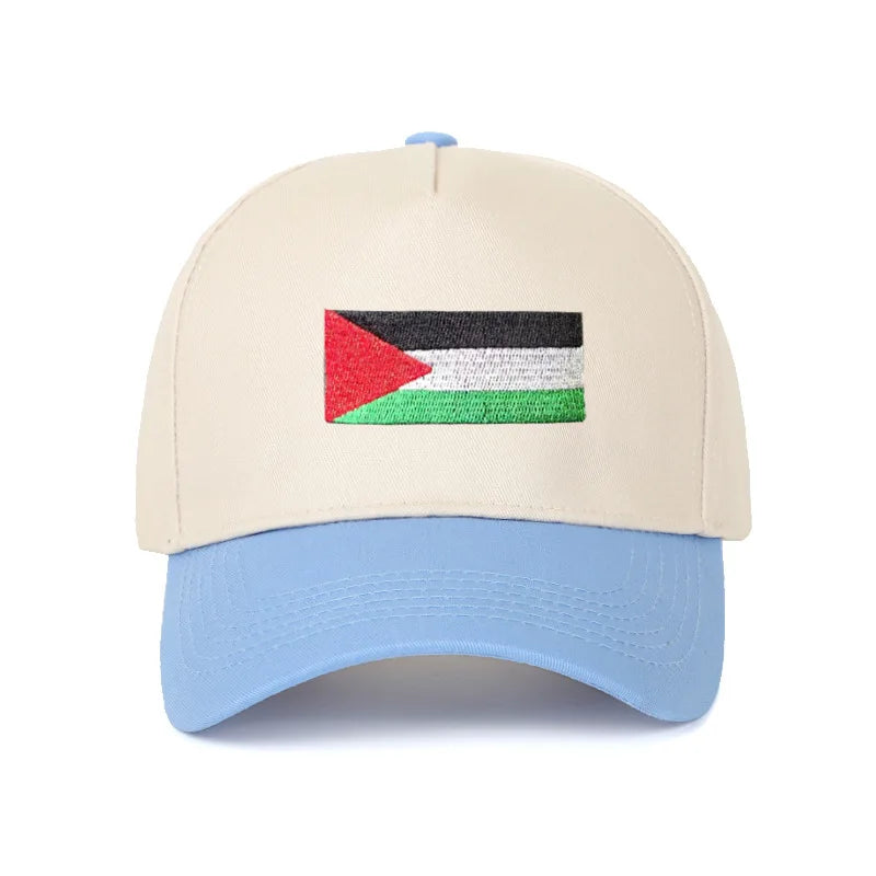 Casquette drapeau palestinien broderie bleu