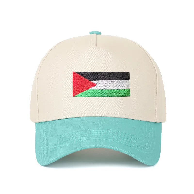 Casquette drapeau palestinien broderie bleu ciel