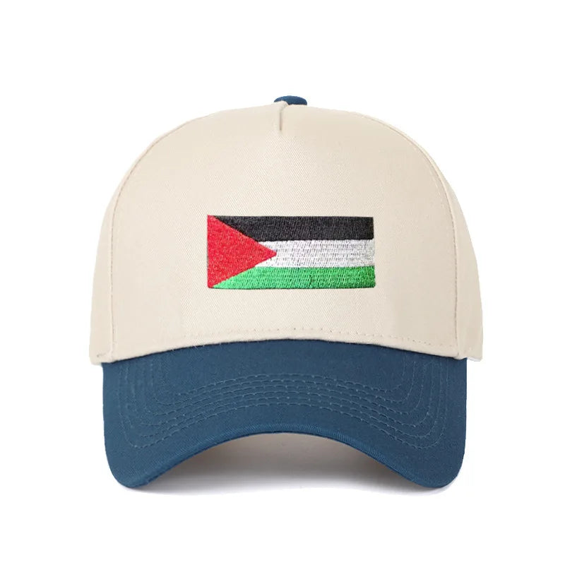 Casquette drapeau palestinien broderie bleu roi