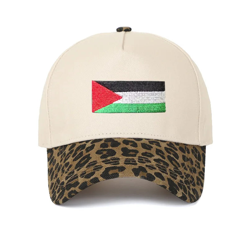 Casquette drapeau palestinien broderie leopard