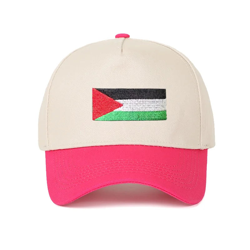 Casquette drapeau palestinien broderie rose