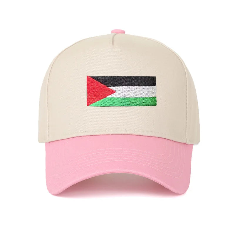 Casquette drapeau palestinien broderie rose pale