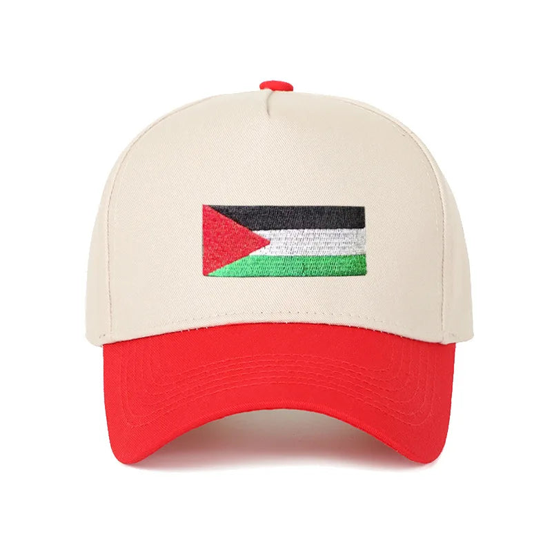 Casquette drapeau palestinien broderie rouge