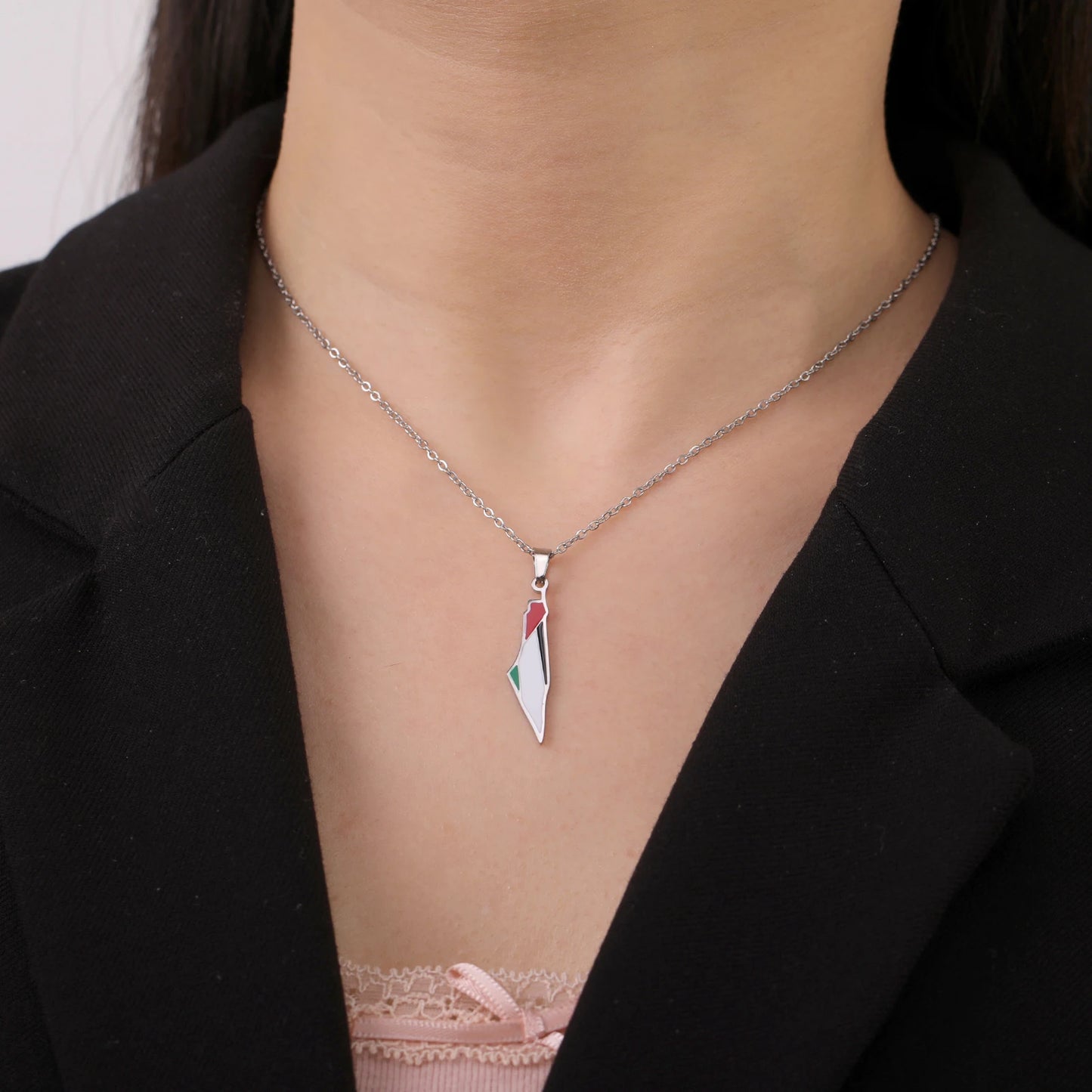 Collier Palestine Argent Carte