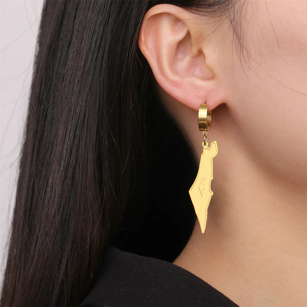 Earrings Palestine Map