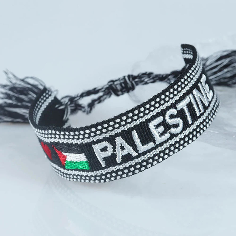 bracelet palestine noir tissu