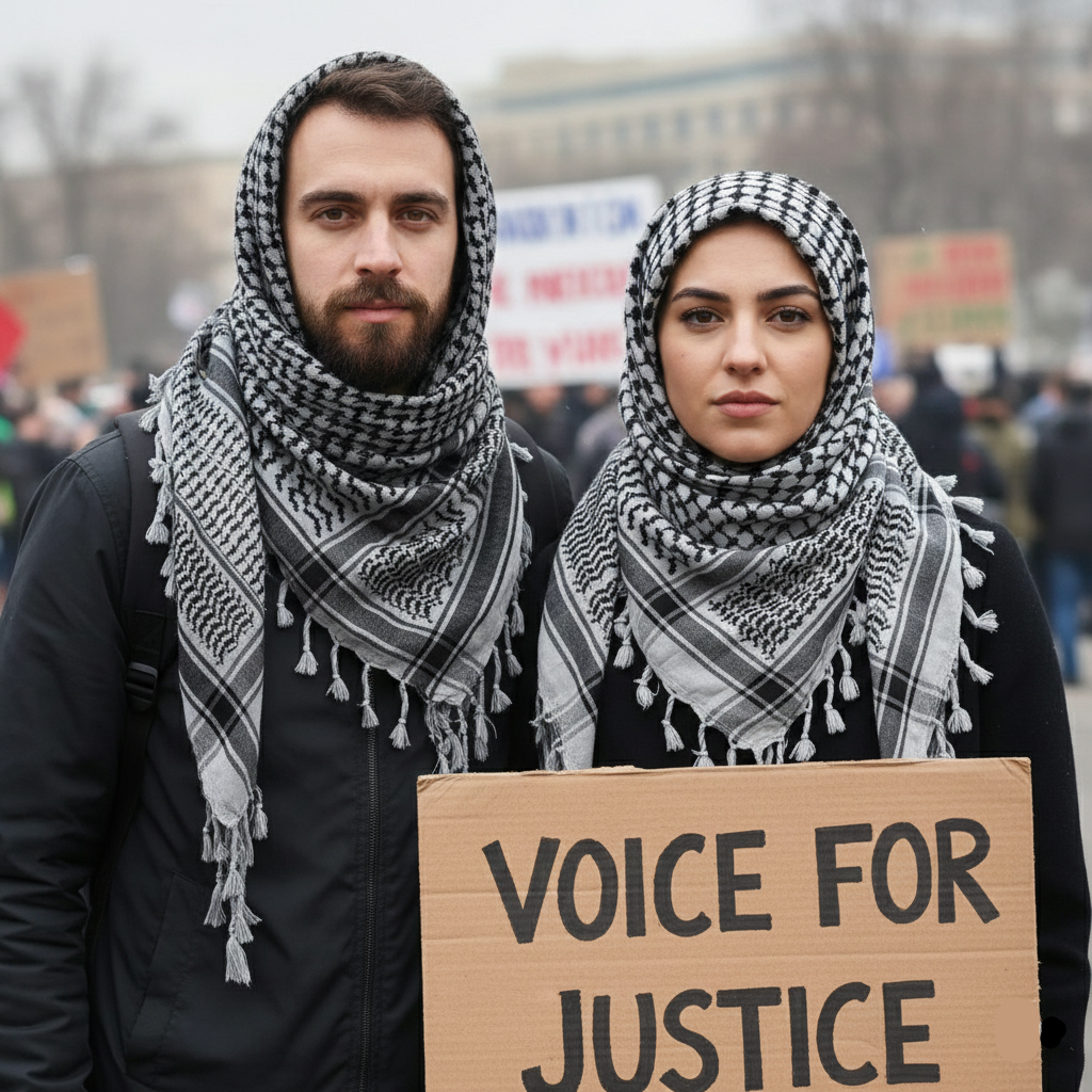 Keffieh Palestinien Authentique gris