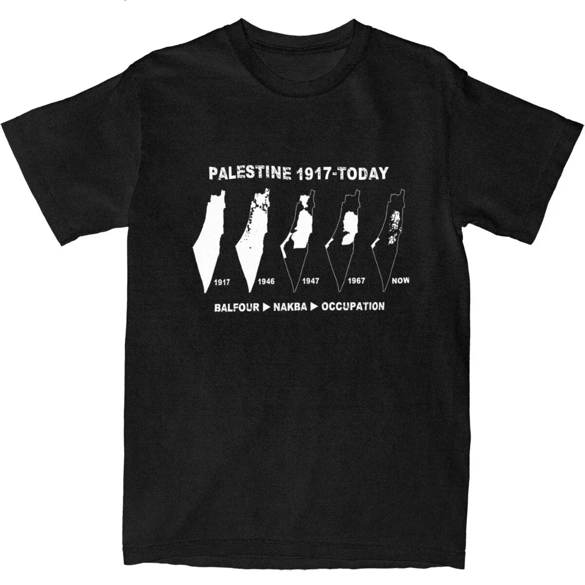 Palestine Map Evolution T Shirt noir