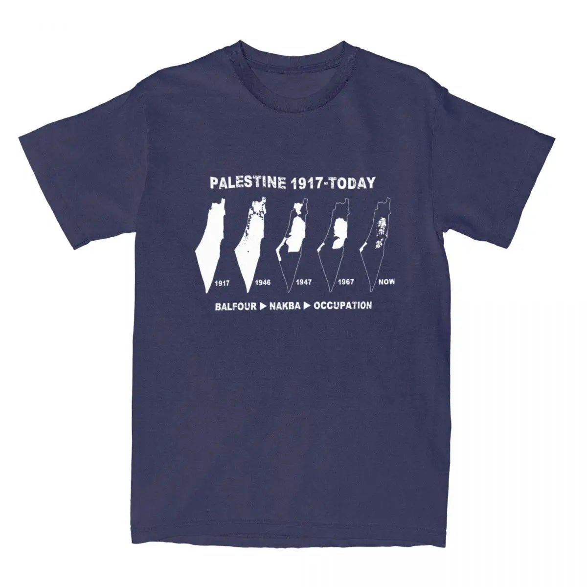 Palestine T Shirt Map evolution bleu