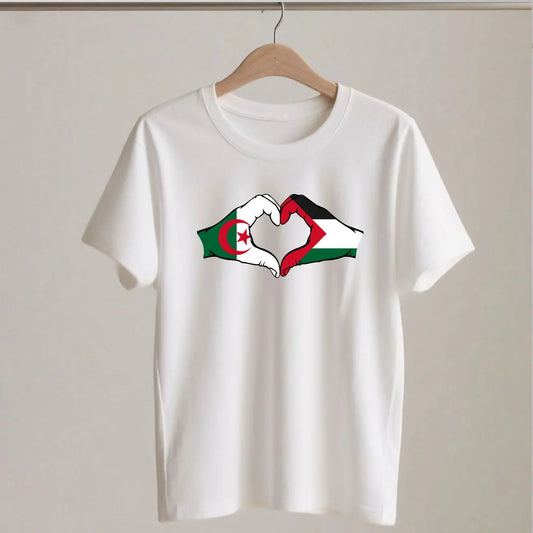 T Shirt coeur Palestine Algerie