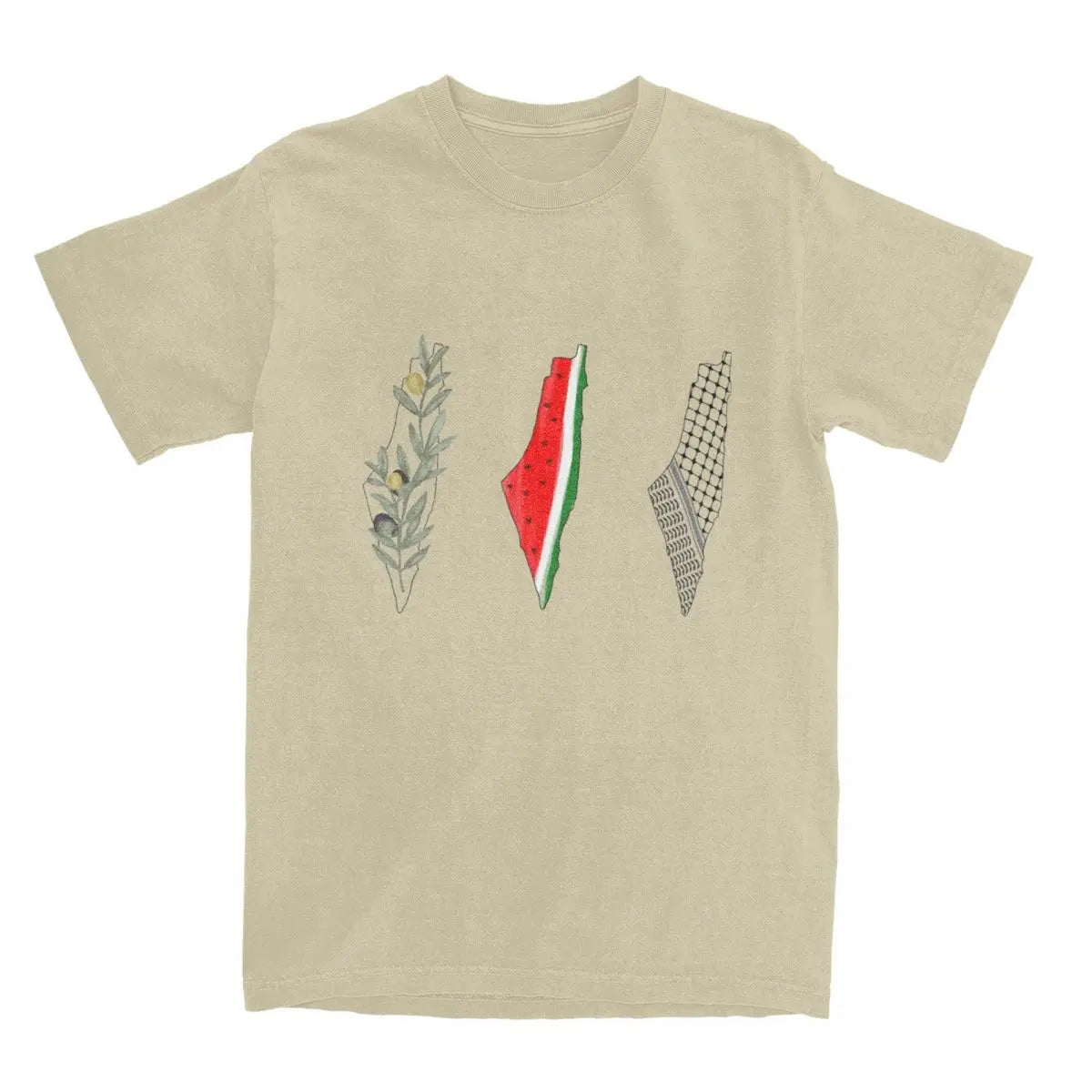 T Shirt Palestine Carte Pastèque Keffieh beige