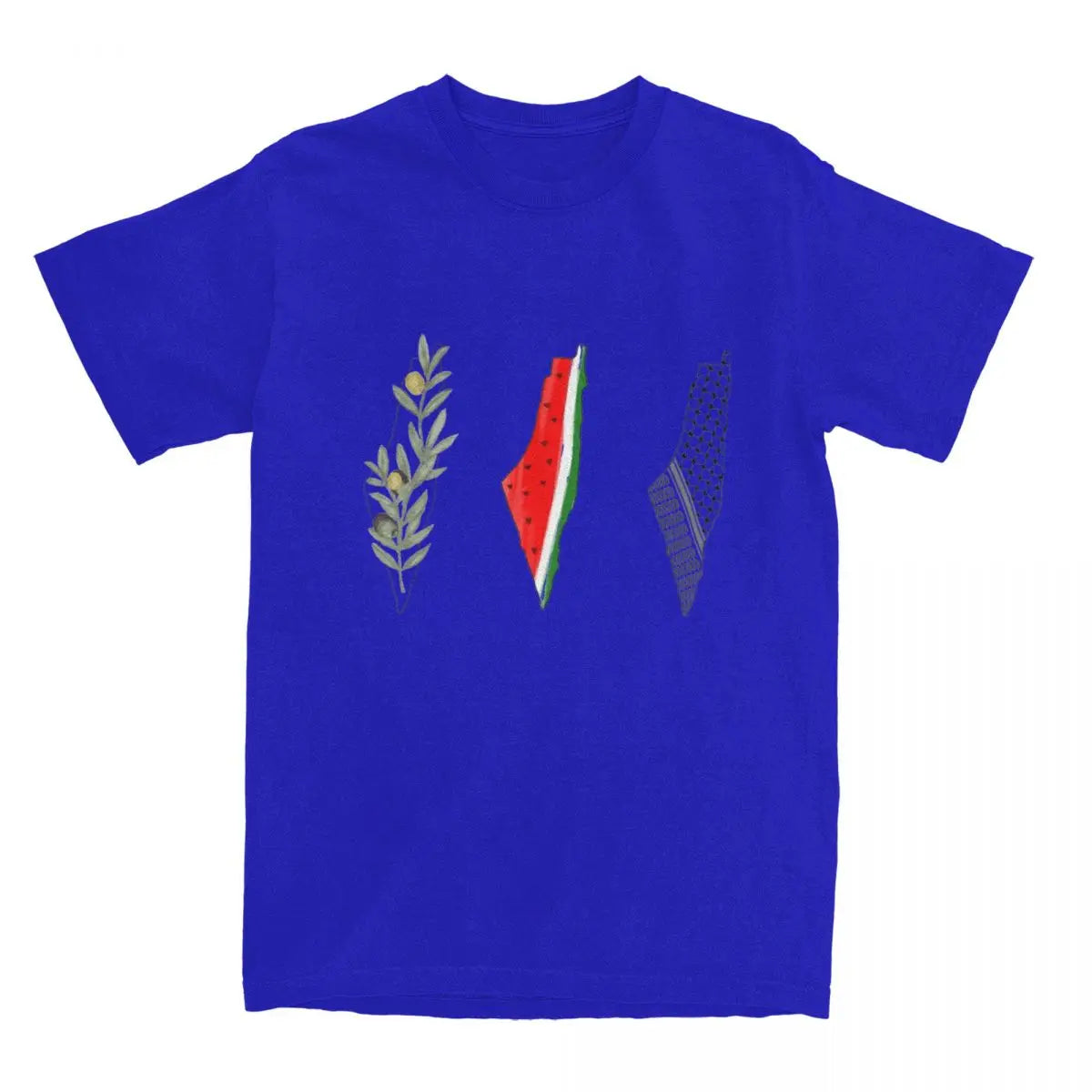 T Shirt Palestine Carte Pastèque Keffieh bleu