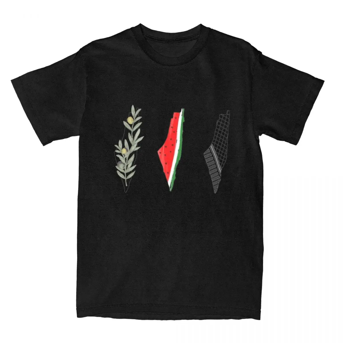 T Shirt Palestine Carte Pastèque Keffieh noir