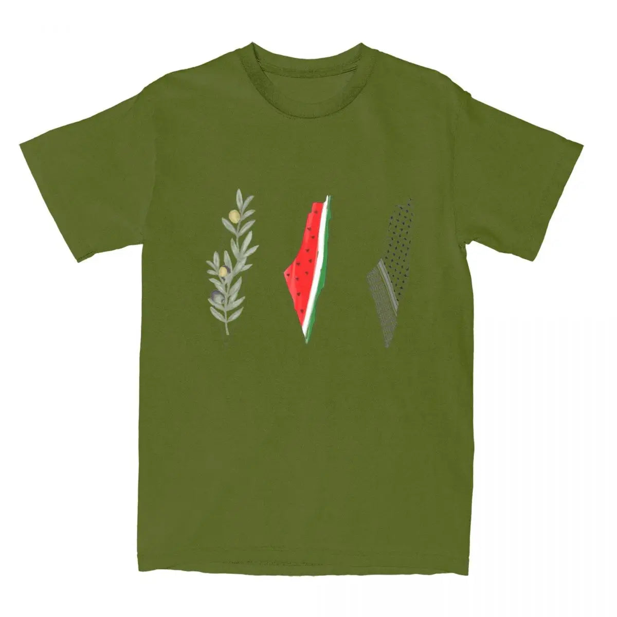T Shirt Palestine Carte Pastèque Keffieh vert