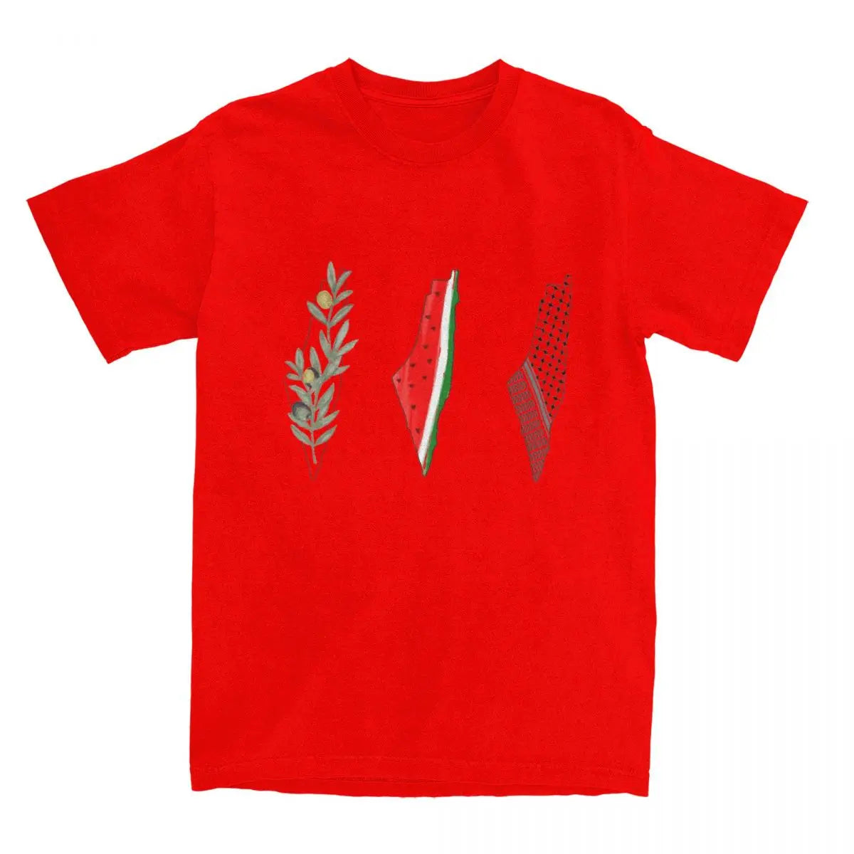 T Shirt Palestine Carte Pastèque Keffieh rouge