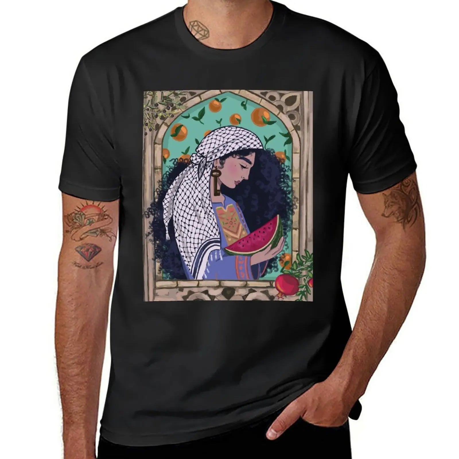 T Shirt Palestine Femme Keffieh