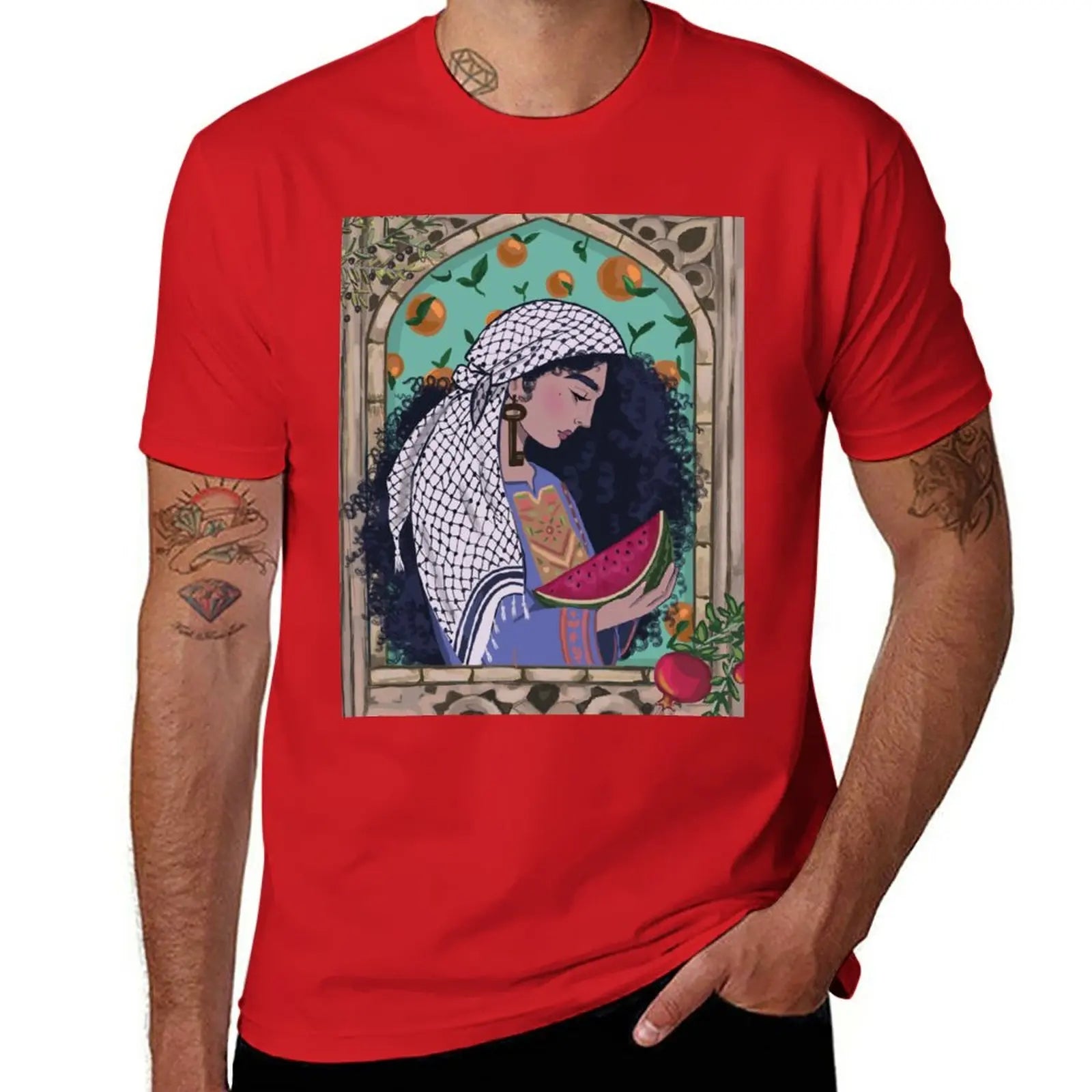 T Shirt Palestine Femme Keffieh