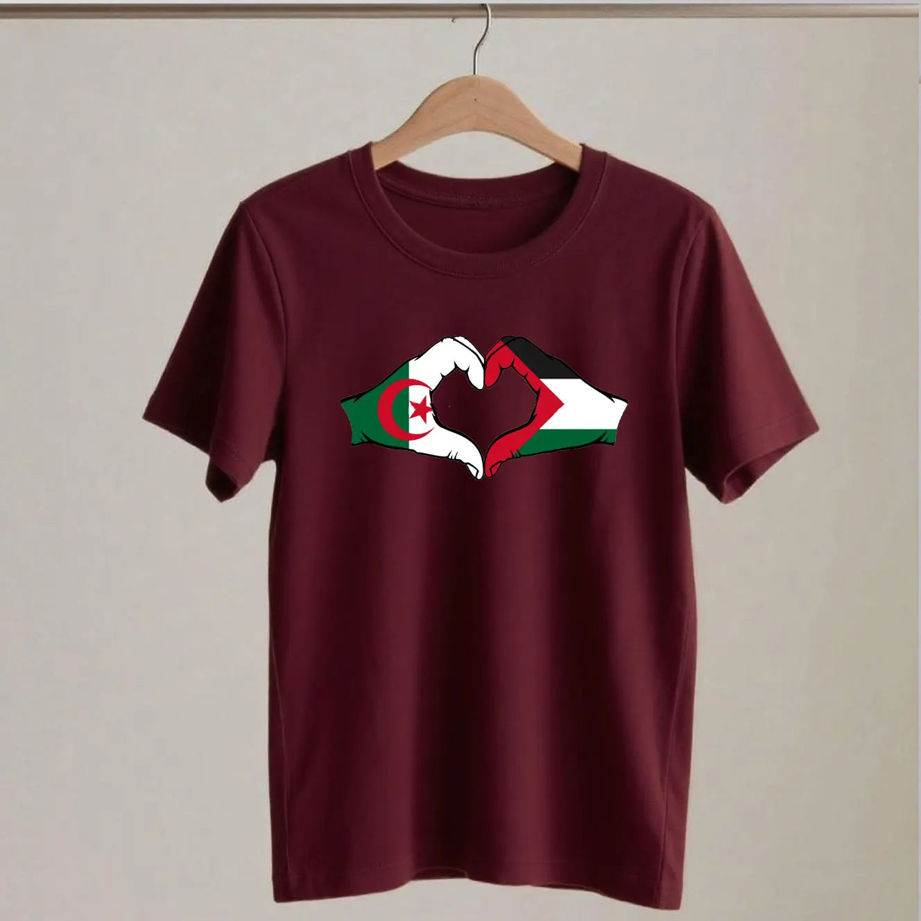 Tee Shirt coeur Palestine Algerie