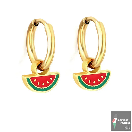 Boucle d'Oreilles Palestine Pastèque