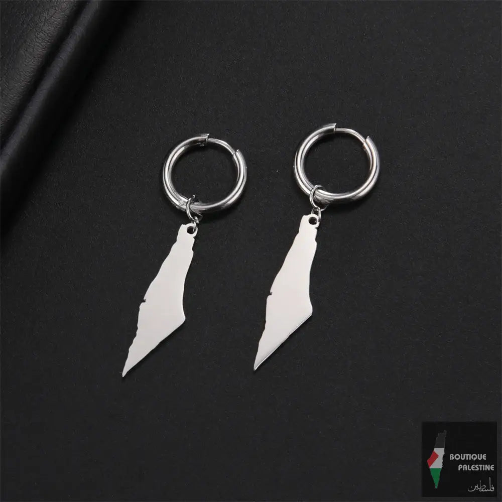 Boucle d'oreilles Palestine Plaque argent