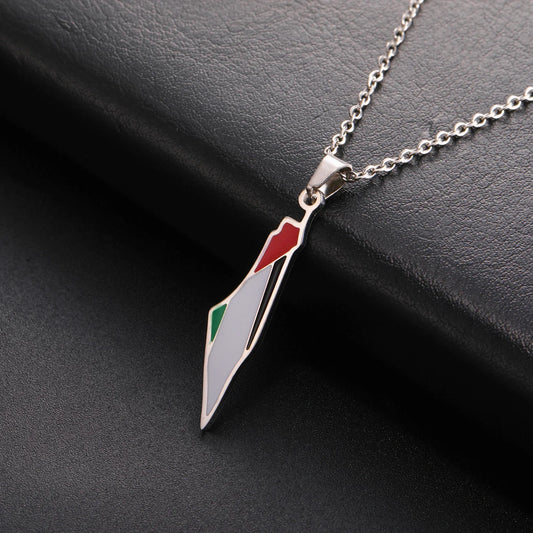 Collier Palestine Argent Carte