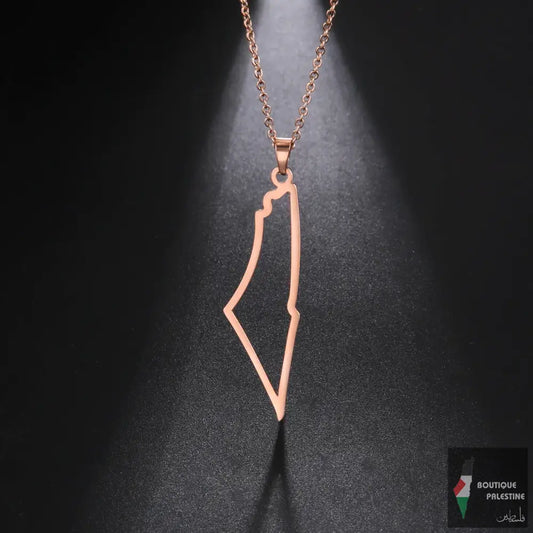 Collier Palestine Or Rose Plaqué